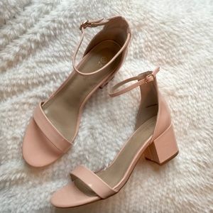Blush colored chunky heels
